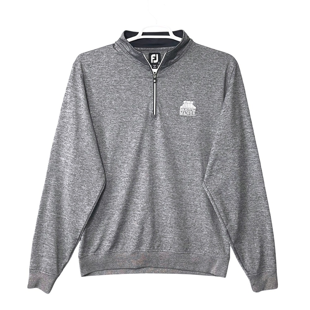 FootJoy Mens Gray Heather 1/4 Zip Pullover Bristow‎ Manor Golf Shirt L Stretch